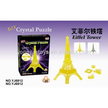 DIY 3D crystal puzzle game Eiffel Tower with light 24PCS puzzles game